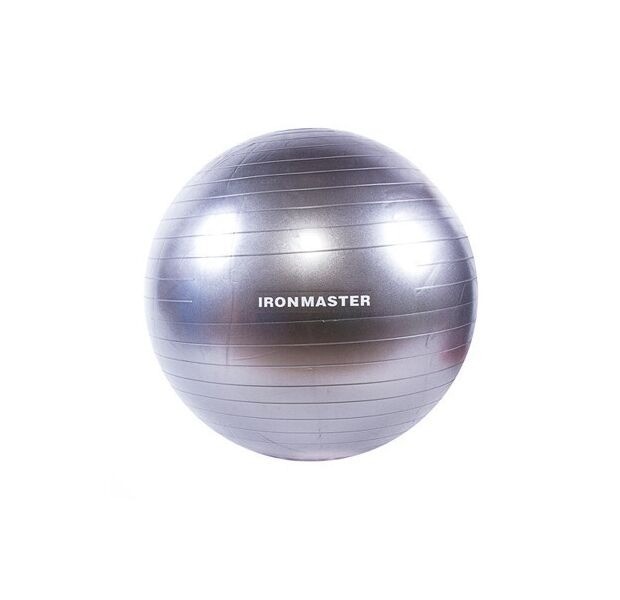 

Мяч для фитнеса 65 см Фитбол Серебристый глянец IronMaster + НАСОС В ПОДАРОК (Anti-burst)