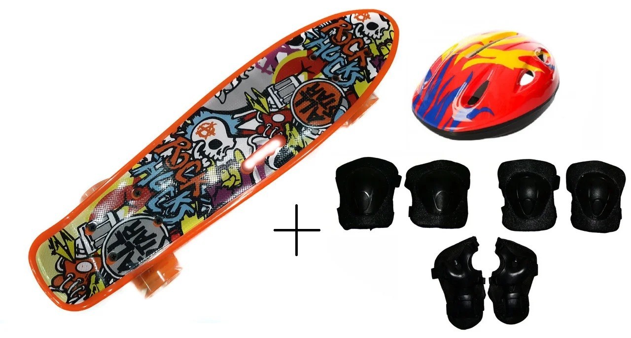 

Скейт Profi Penny Board LED 22 с ручкой DARK BLUE 57 × 15 см с защитой (527-174)