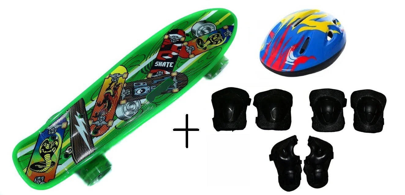 

Скейт Profi Penny Board LED 22 с ручкой LIGHT GREEN 57 × 15 см с защитой (527-174)