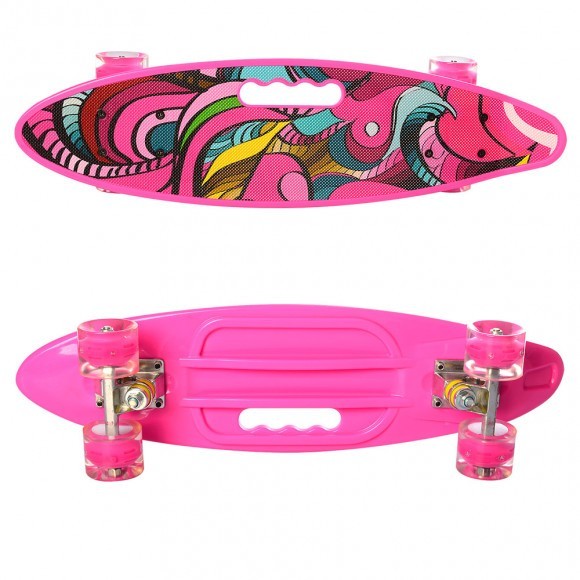 

Скейт Пенни борд Penny board Profi MAXLEND с рисунком для детей и подростков Розовый RL MS 0461-2