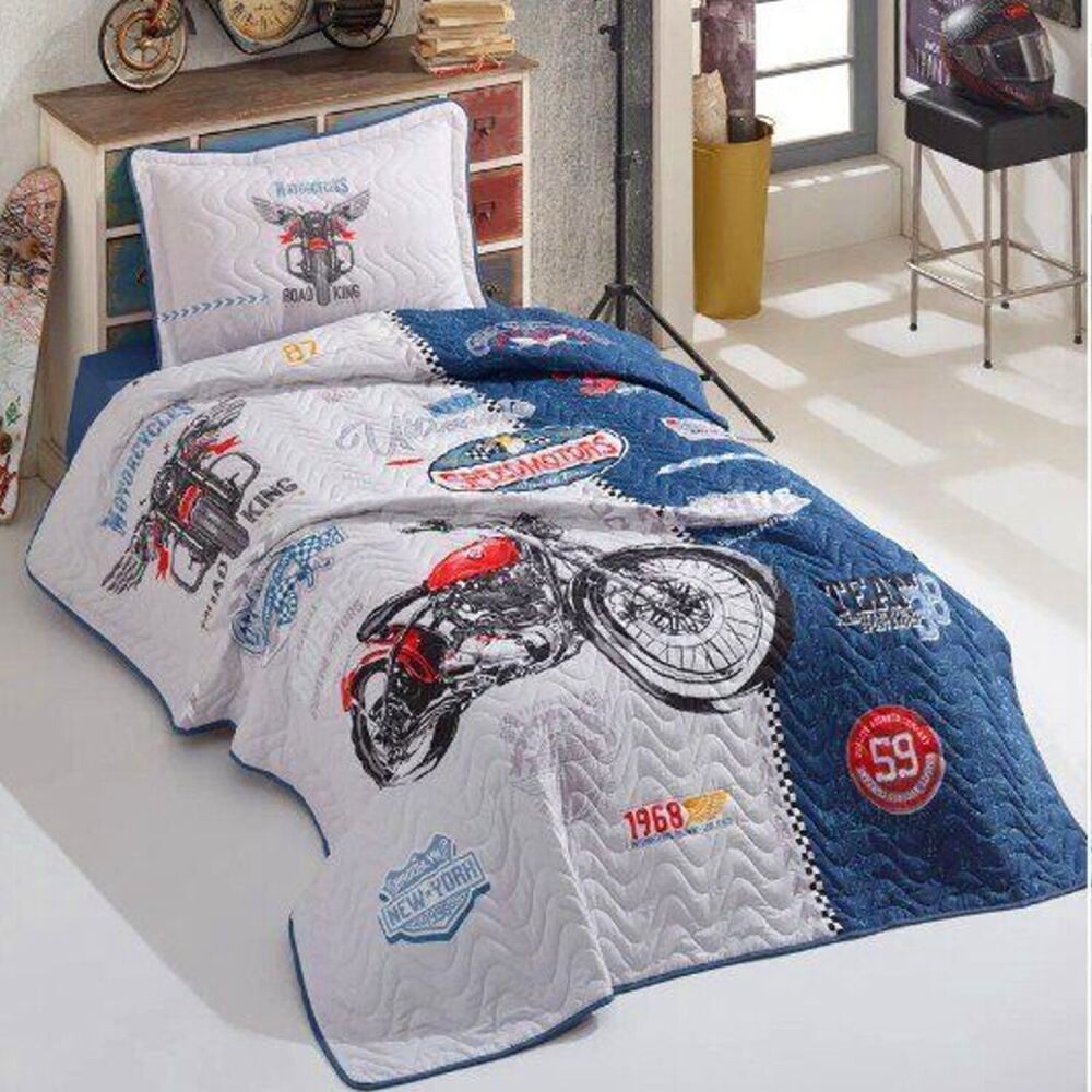 

Покрывало подростковое стеганное хлопковое с наволочкой Aran Clasy 180x240 Road King