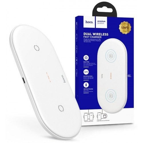 

Зарядная станция Hoco Wireless Fast Charger 2в1 10W для iOS/Android white