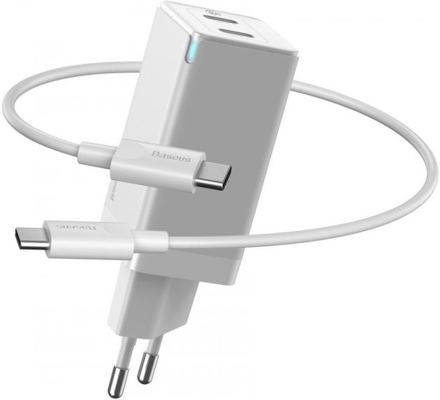 

Зарядное устройство Baseus GaN 45W с кабелем USB-C 60W белый