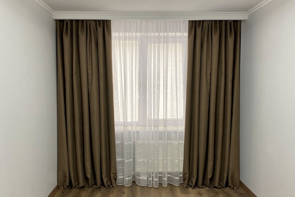 

Комплект готовых штор Блэкаут Лен 175x275 см 2 шт Коричневые (739)