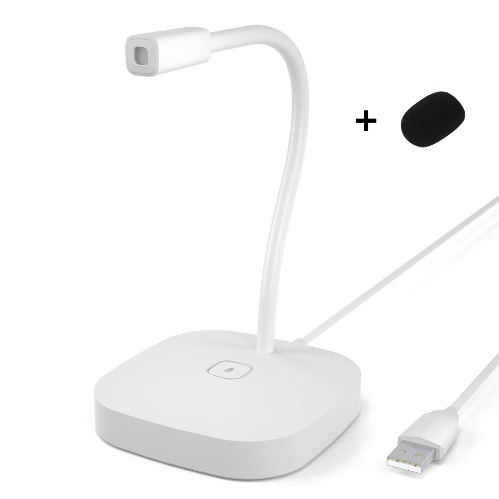 

Микрофон проводной (1.5 м) сенсорный для компьютера ноутбука дома Soncm G22 White + ветрозащита