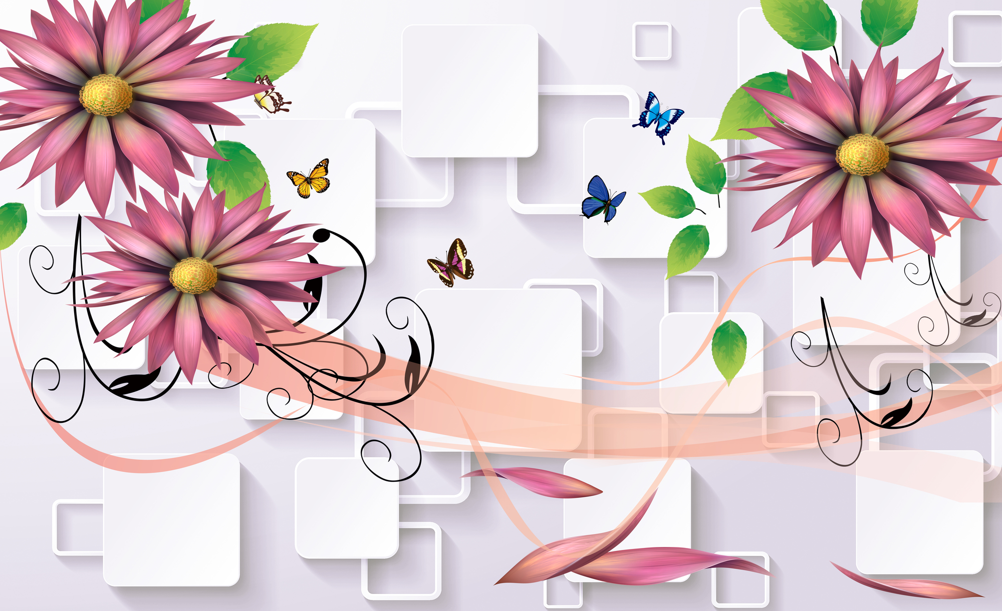 

Фотообои 3D '3D Цветы' (3486) , Классик