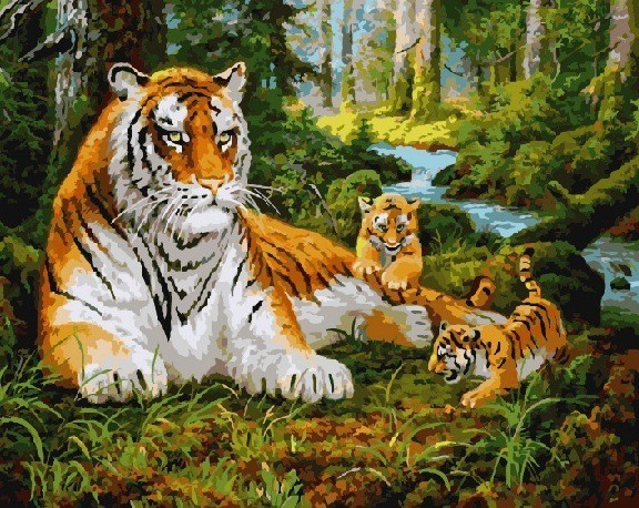 

Картина по номерам Paintboy Тигр и тигрята, 40*50 см