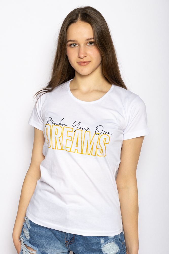 

Футболка женская с надписью Dreams Time of Style 600F025  Белый, Футболка женская с надписью Dreams Time of Style 600F025 M Белый