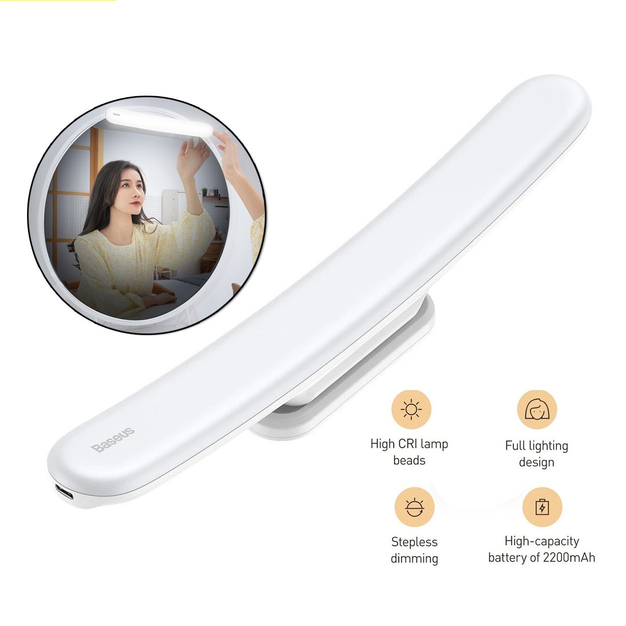 

Универсальный светильник/ночник Baseus dimmer mirror White light 2200mAh