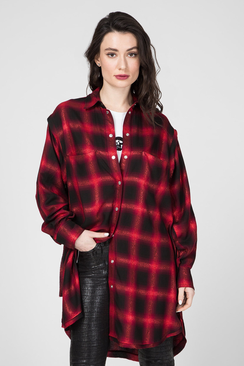 

Женское красное платье-рубашка в клетку D-SUNNY-A DRESS Diesel S 00SAPS 0NAXZ