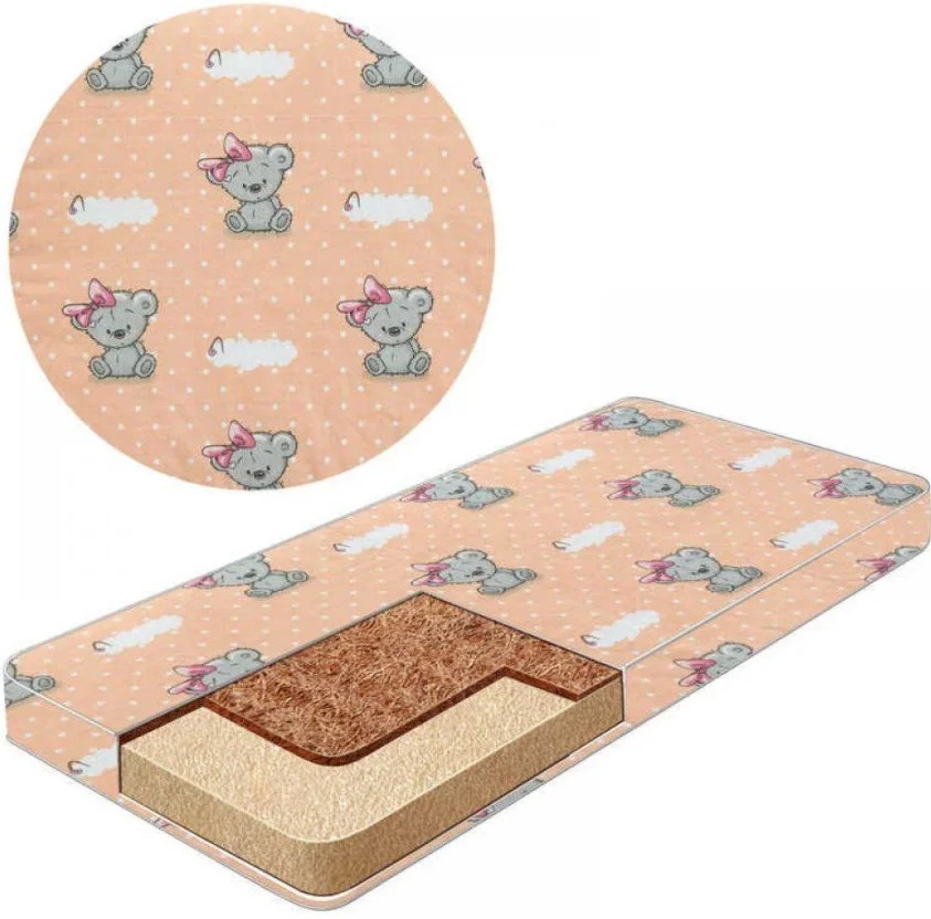 

Матрас для детской кроватки КПК-SuperLUX кокос-поролон-кокос, 120х60 см. Толщина 10 Тедди