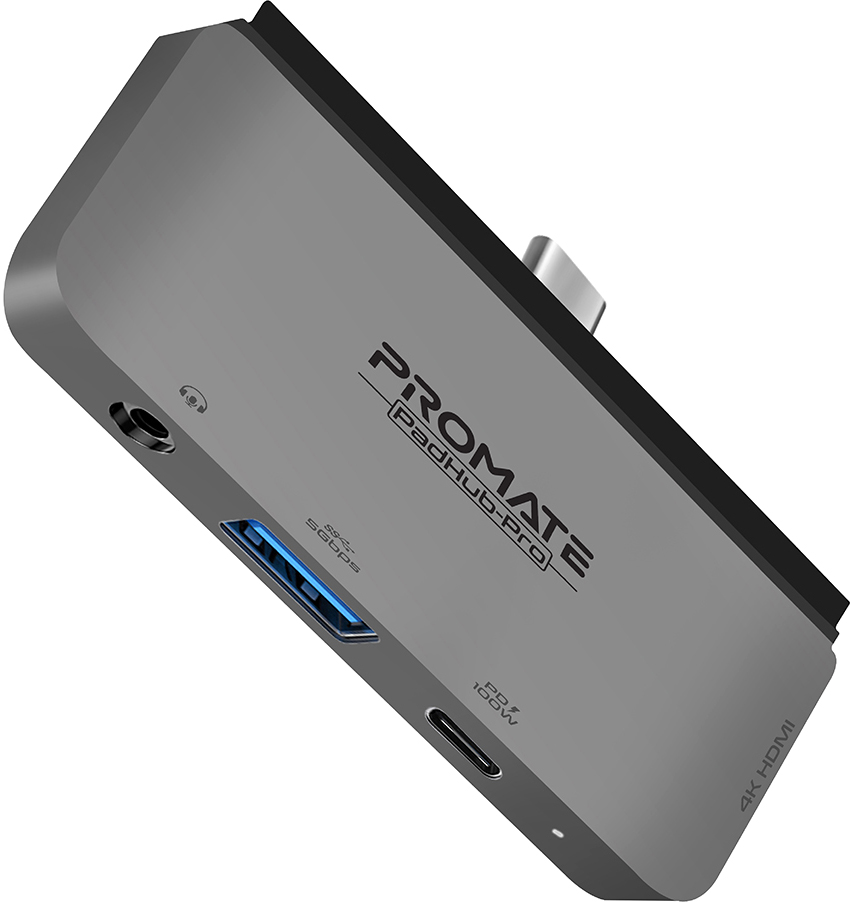 Акция на USB-C хаб 4-в-1 Promate PadHub-Pro USB-C PD/HDMI/USB 3.0/AUX 3.5 мм Grey (padhub-pro.grey) от Rozetka UA