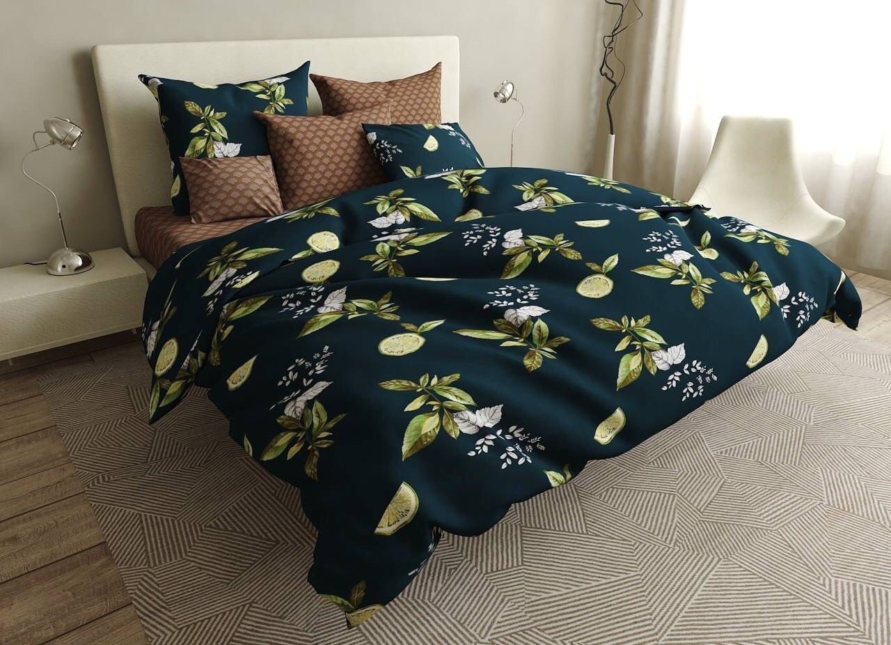 

Двуспальный комплект постельного белья Голд Люкс Бязь 200х210 Темно-зеленый с коричневым