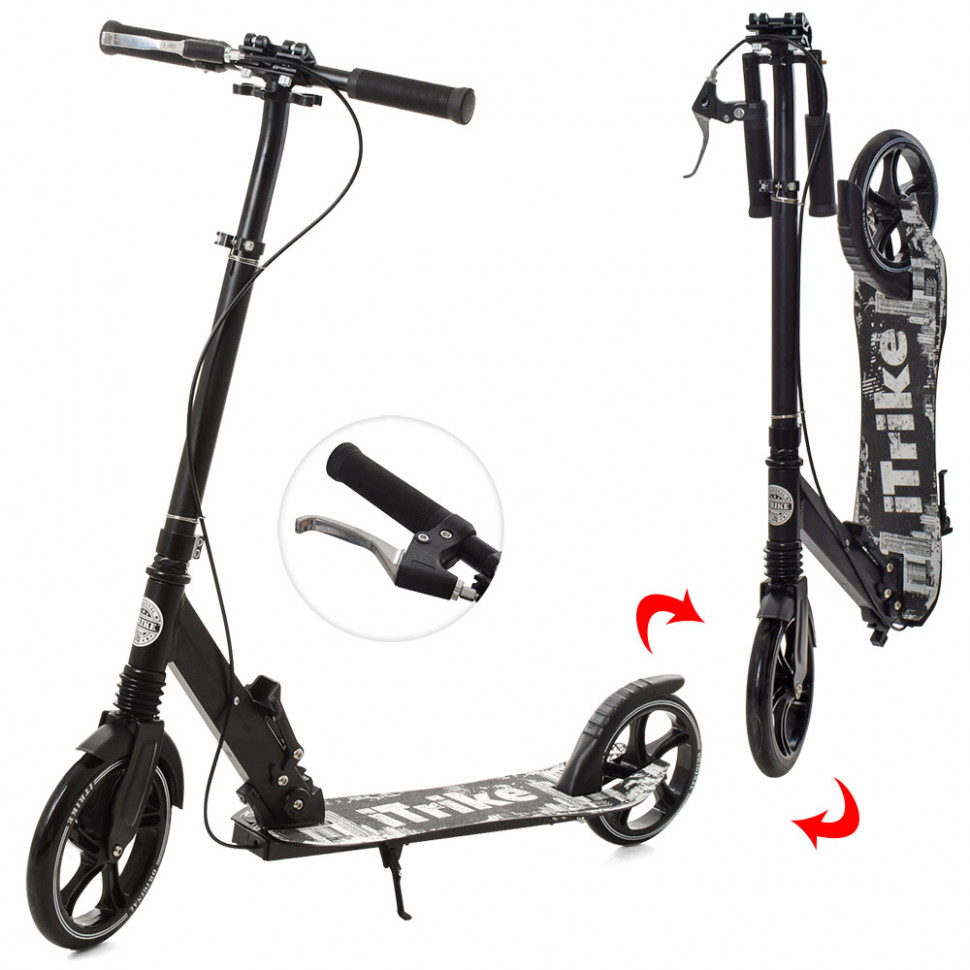 

Самокат складной iTrike SR 2-060 с подножкой и ручным тормозом Чёрный