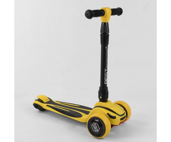 

Трехколесный самокат Best Scooter, складной алюминиевый руль, светящиеся колеса, S-4788, Желтый