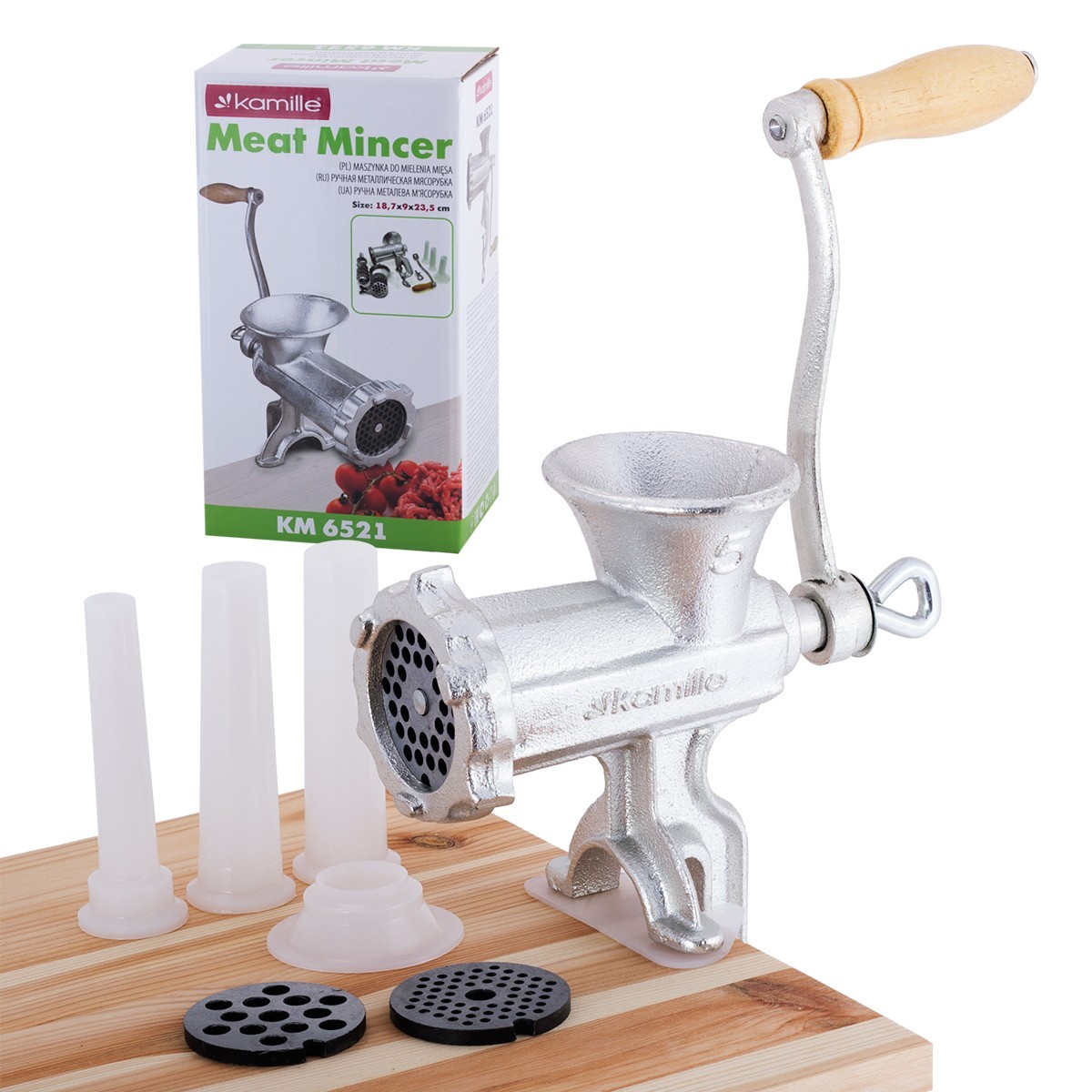 

Мясорубка ручная чугунная металлическая Kamille Vizo 15,5*9*25см.