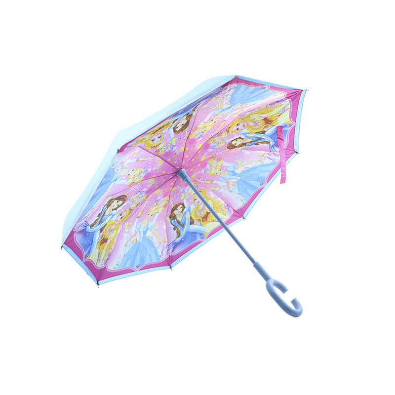 

Детский зонт наоборот Lesko Up-Brella Princess-Pink-Blue умный обратного сложения для девочек