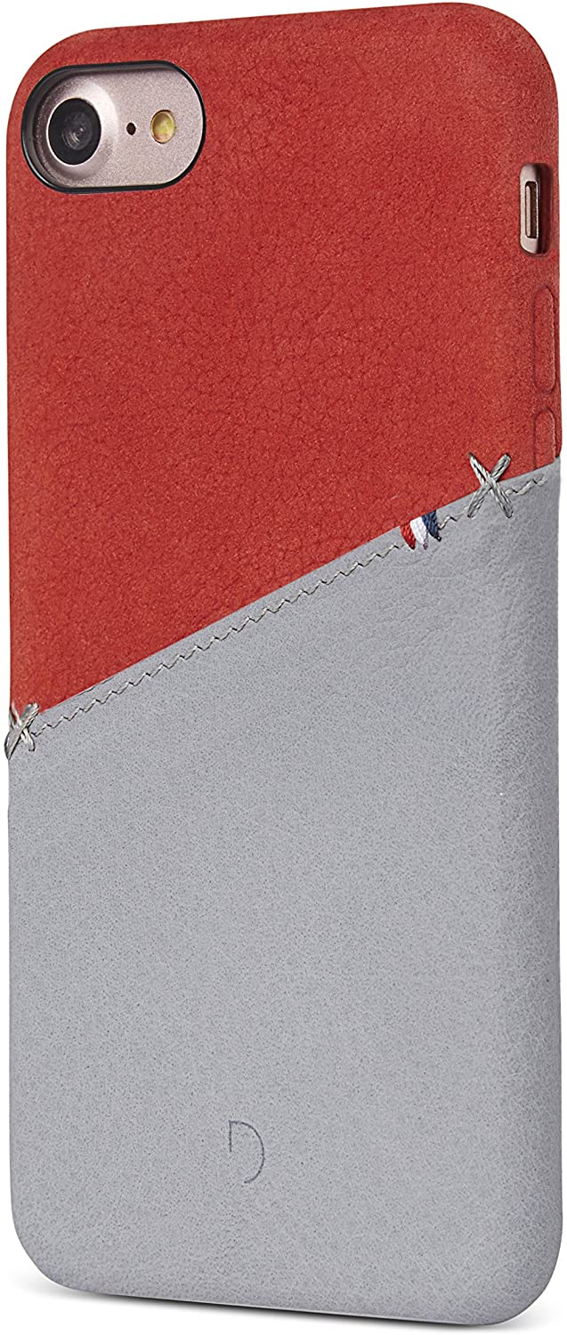 

Кожаный чехол Decoded Back Cover для iPhone SE 2020/8/7 Card pocket Red/Grey