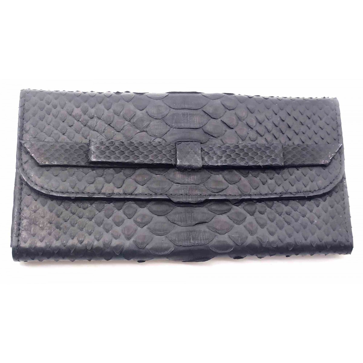 

Кошелек из кожи питона (20х10х2 см) черный матовый 32642F