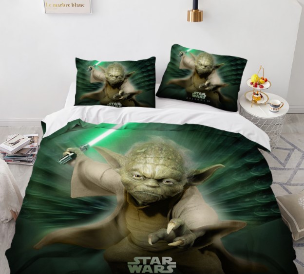 

Комплект постельного белья из трех частей с 3D рисунком Yoda Master Йода Майстер №16