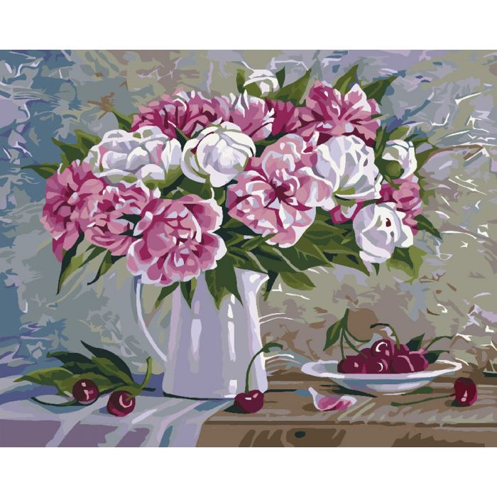

Картина по номерам Букеты "Пионы и вишни 2" 40х50см * Идейка IDK2061