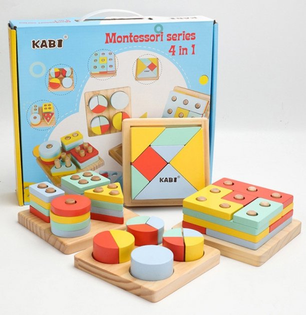 

Деревянная геометрика, развивающая игрушка сортер 4в1 MD 2530