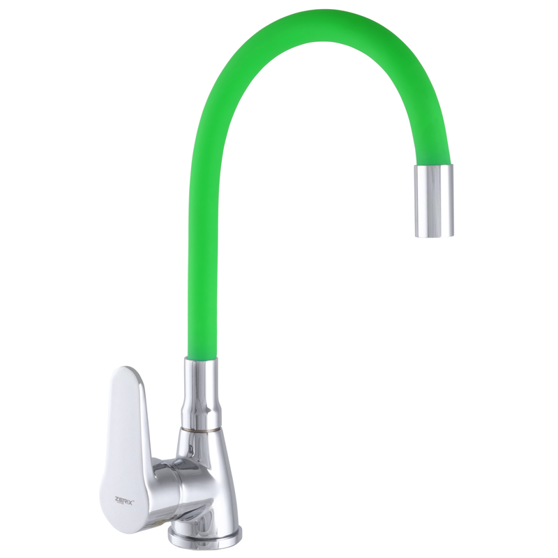 

Смеситель для раковины ZERIX SOP7 146 с зеленым гибким изливом