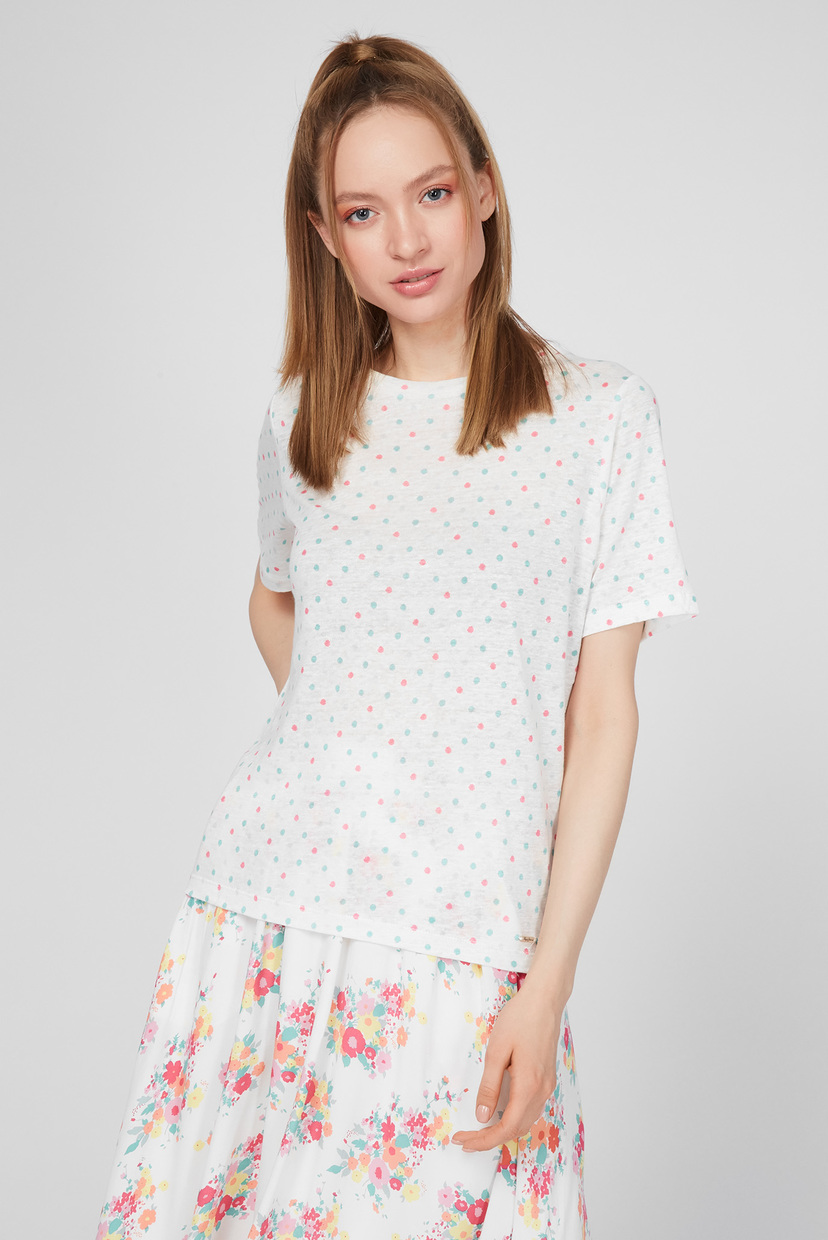 

Женская белая льняная футболка в горошек DENISE Pepe Jeans  PL504846, Женская белая льняная футболка в горошек DENISE Pepe Jeans S PL504846