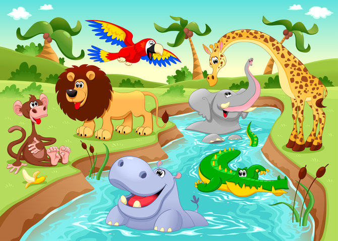 

Фотообои Детские 'Звери у речки' (1347) , Деко