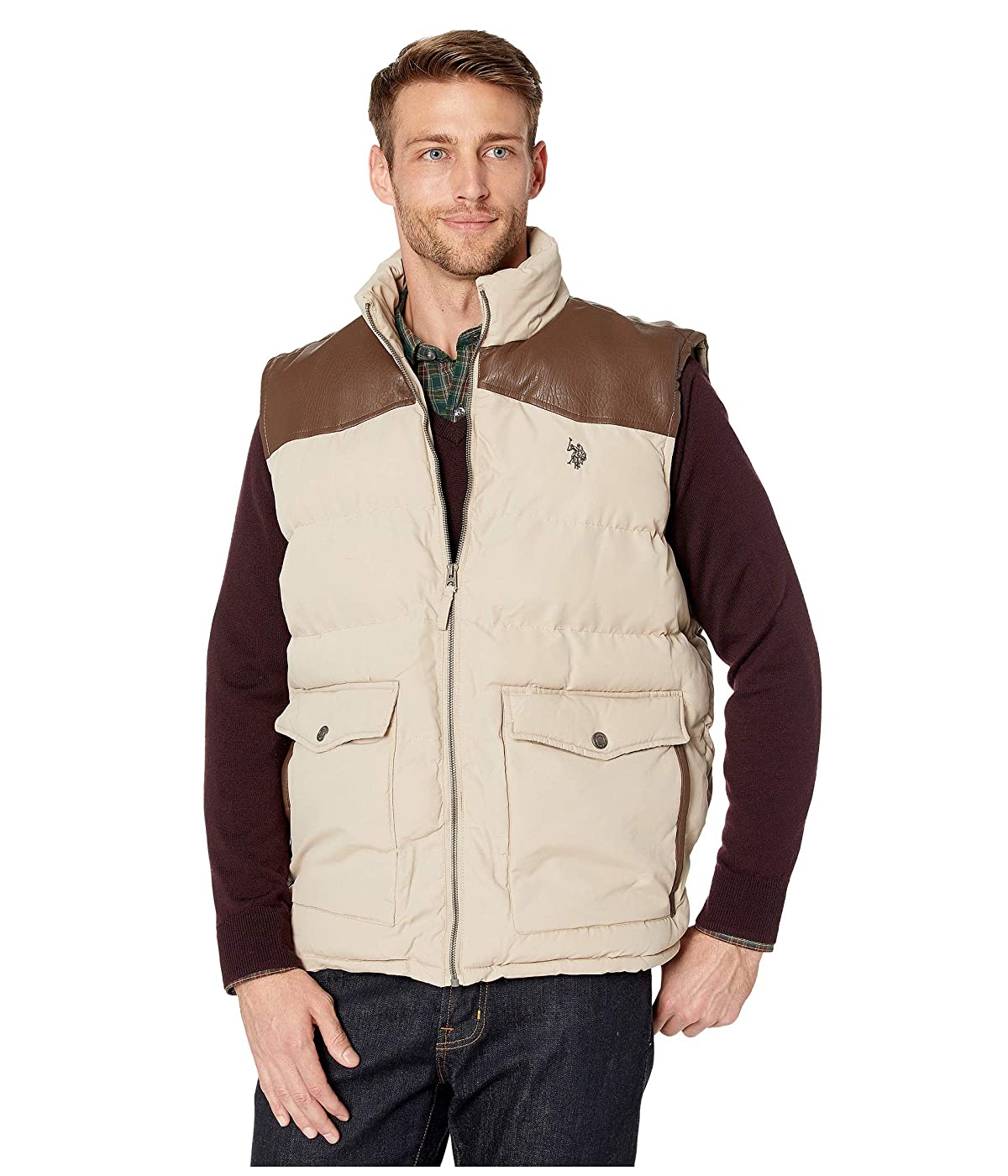 

Жилет утепленный U.S. POLO Signature Vest w/ PU Yoke Thomston Khaki,  (50, Жилет утепленный U.S. POLO Signature Vest w/ PU Yoke Thomston Khaki, XL (50)