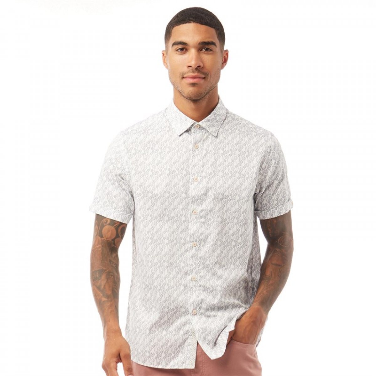 

Рубашка Ted Baker Palmgoo Short Sleeve Palm Leaf Line Print Shirt White White, XXS (40)