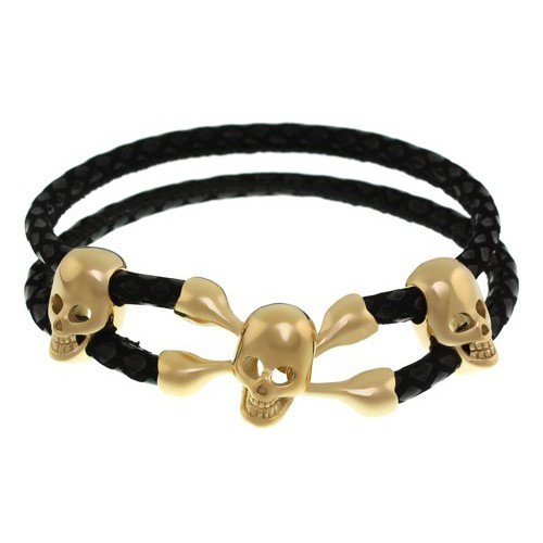

Браслет мужской Steel Evolution "Gold skulls" из стали и текстильных шнуров 2599