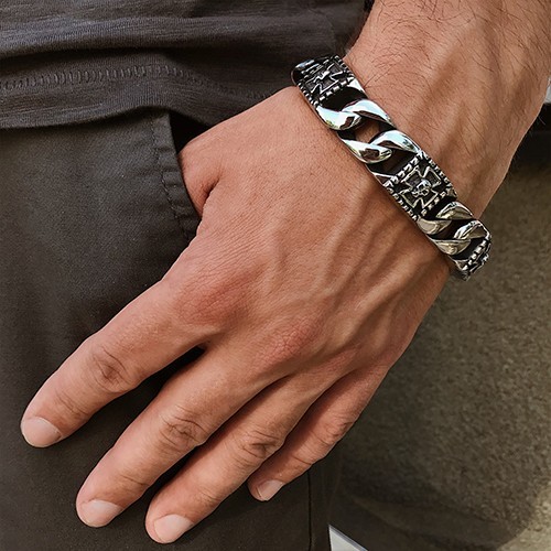 

Браслет мужской Steel Evolution "JaMolay" из черненой медицинской стали 4195