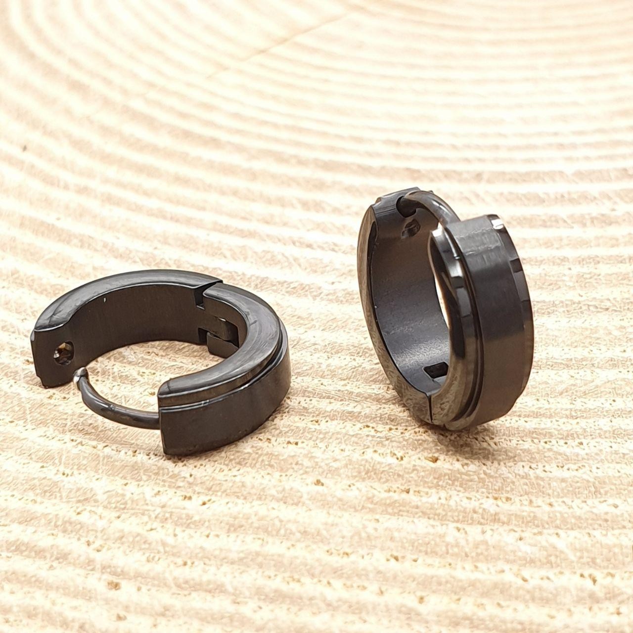 

Серьги-кольца унисекс Steel Evolution из медицинской стали черные 1638 BK (12)