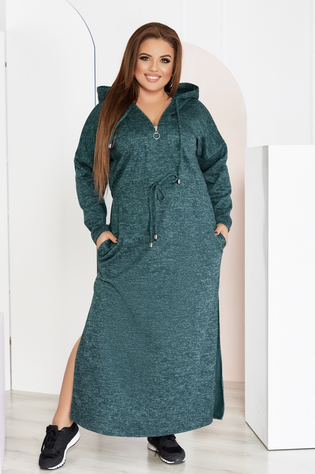 

Платье большого размера So StyleM теплое ангора - Зеленый 1321-3, Платье большого размера So StyleM теплое ангора 64-66 Зеленый 1321-3