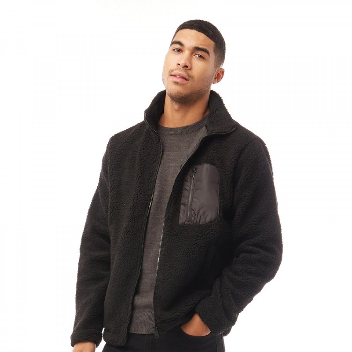 

Флисовая куртка French Connection Borg Chest Pocket Black Black, S (44)