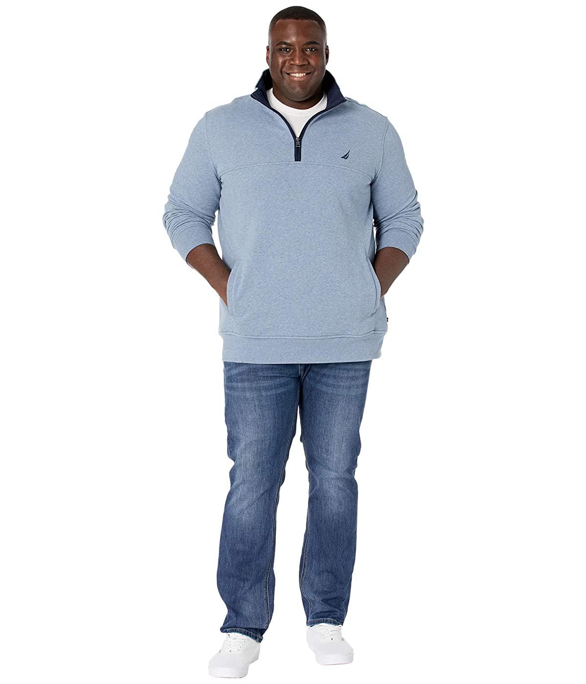 

Толстовка Nautica Big & Tall 1/4 Zip Fleece Deep Anchor Heather, 1X