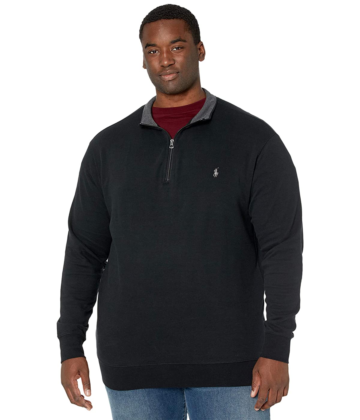 

Толстовка Polo Ralph Lauren Big & Tall Long Sleeve Lux Jersey 1/2 Zip Polo Black, XXL Wide (52)