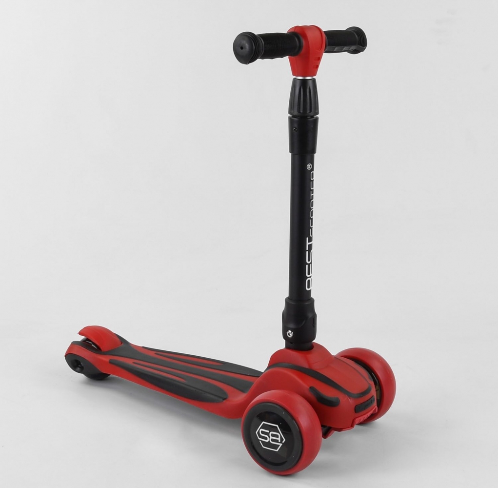 

Самокат трехколесный Best Scooter MAXI (S-5896) складной алюминиевый руль, 3 колеса PU со светом, d12 см