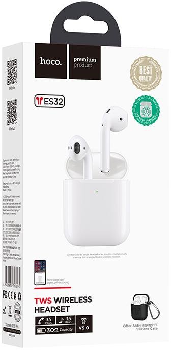 

Bluetooth-наушники Hoco ES32 TWS Original white (with black case)