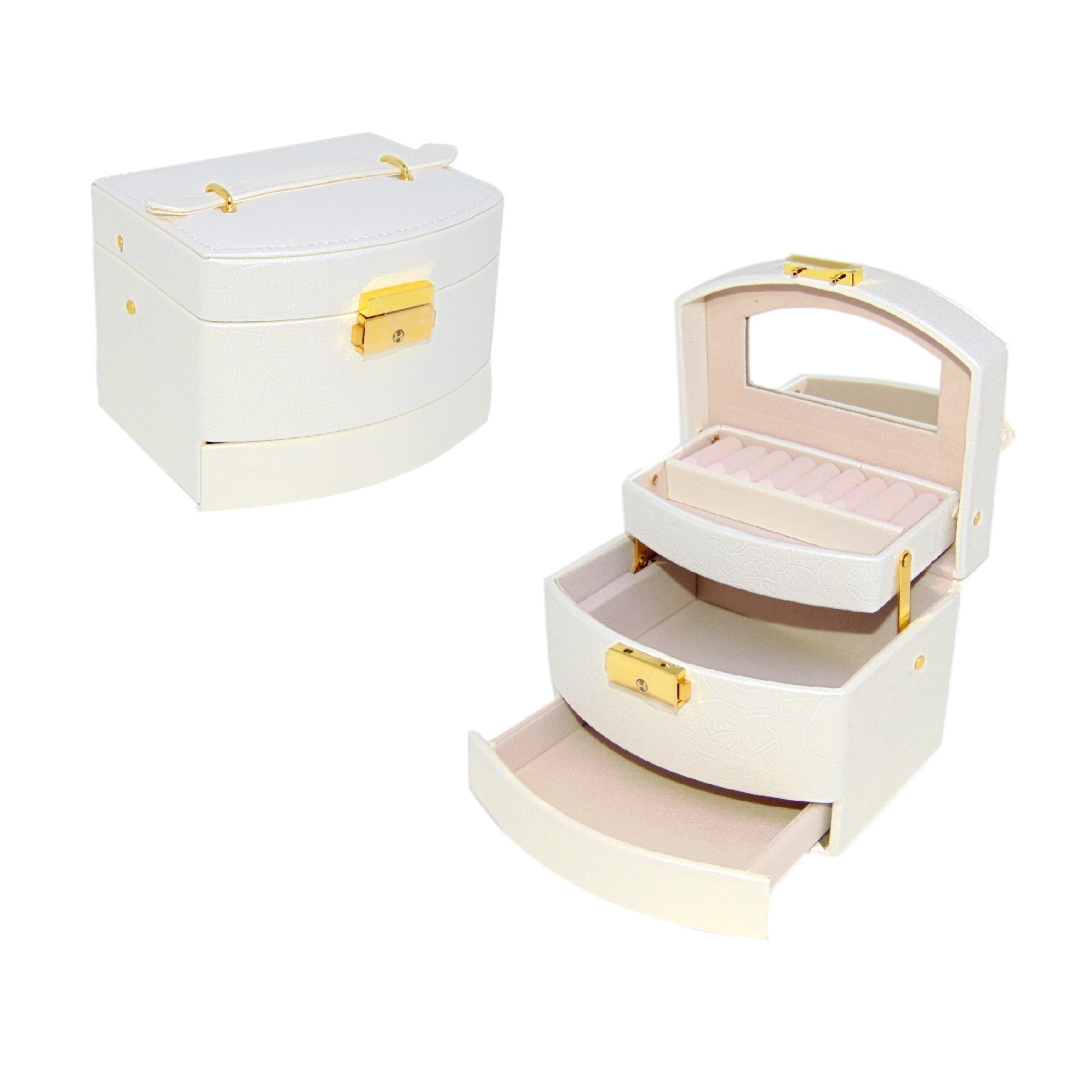 

Шкатулка трансформер для украшений Jewelry box светло-бежевый 15х12х11,5 см