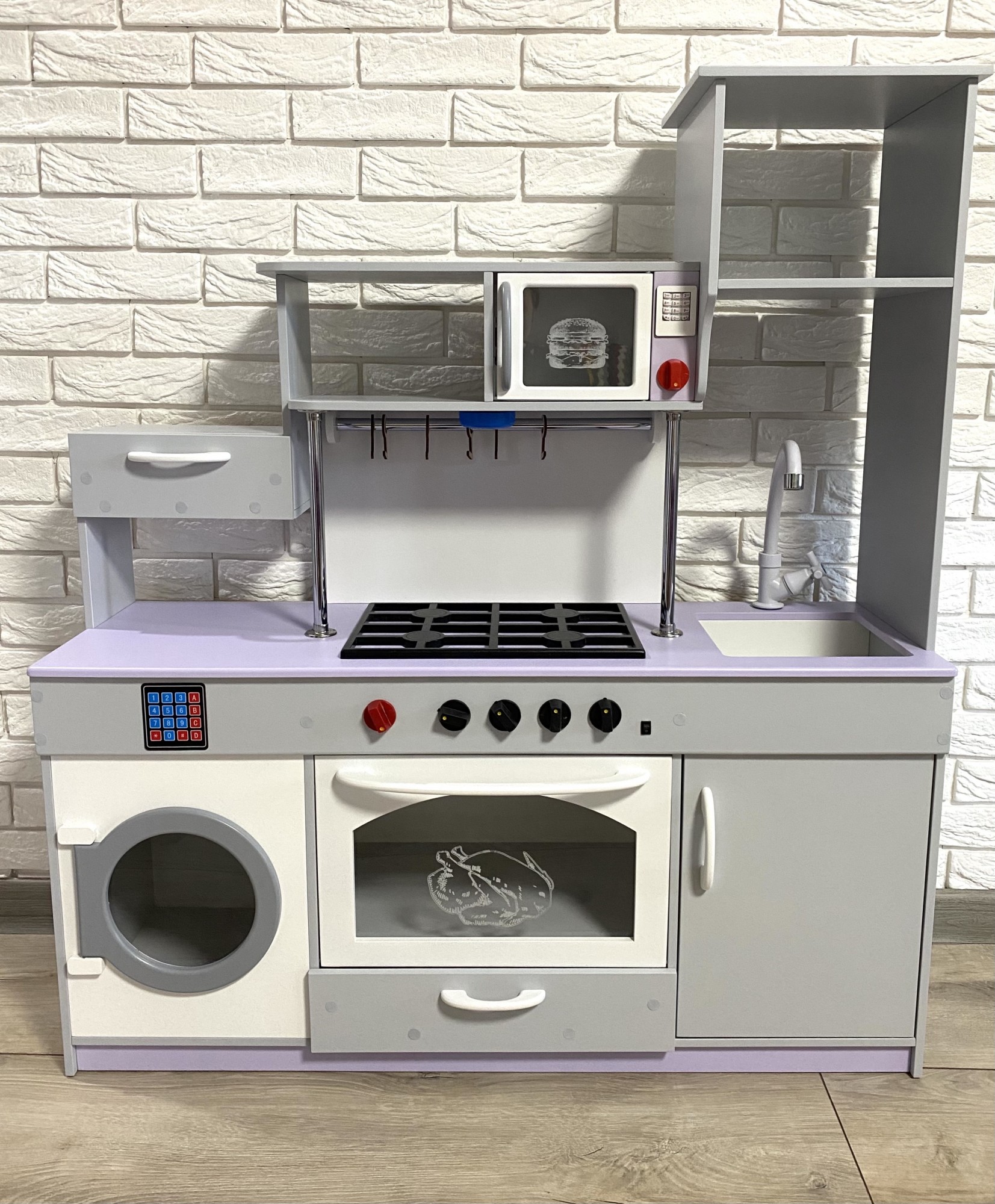

Дитяча іграшкова кухня Woodenstar 1000х320х1130, Колір Сірий
