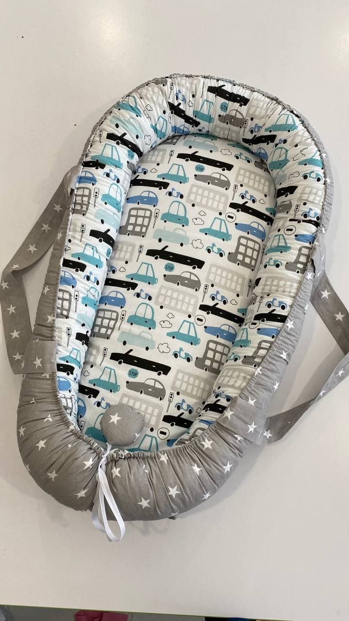 

Кокон/Гніздечко/babynest для новонароджених Машинки колір Сірий