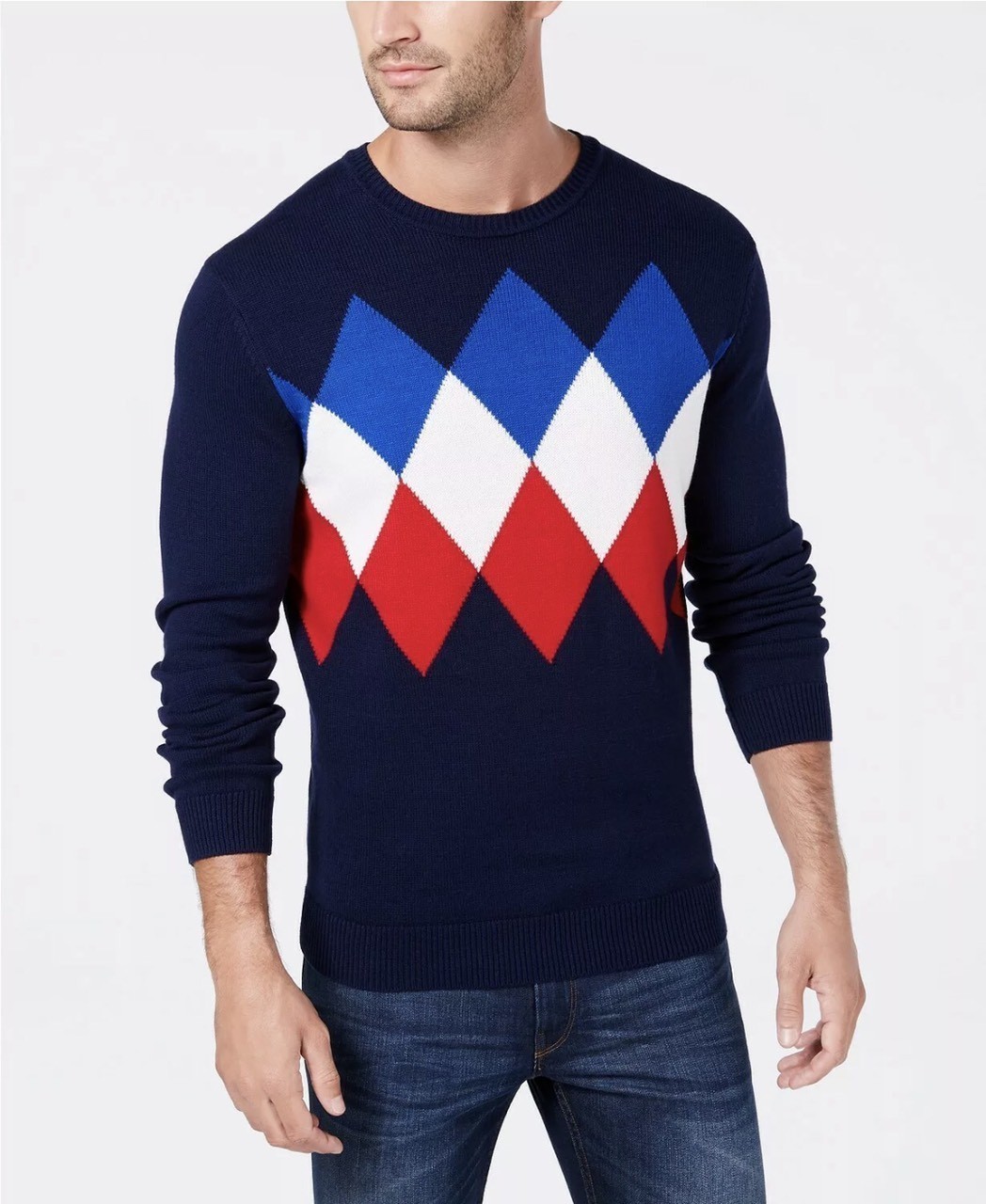 

Мужской свитер Club room синий в ромбик р.2XL