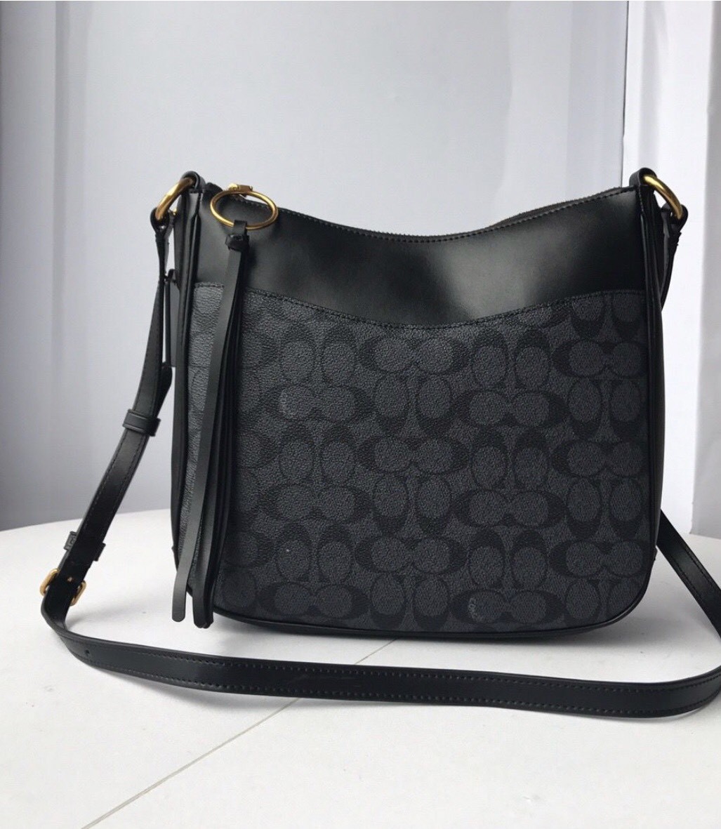 

Женская кожаная сумка через плечо COACH синяя