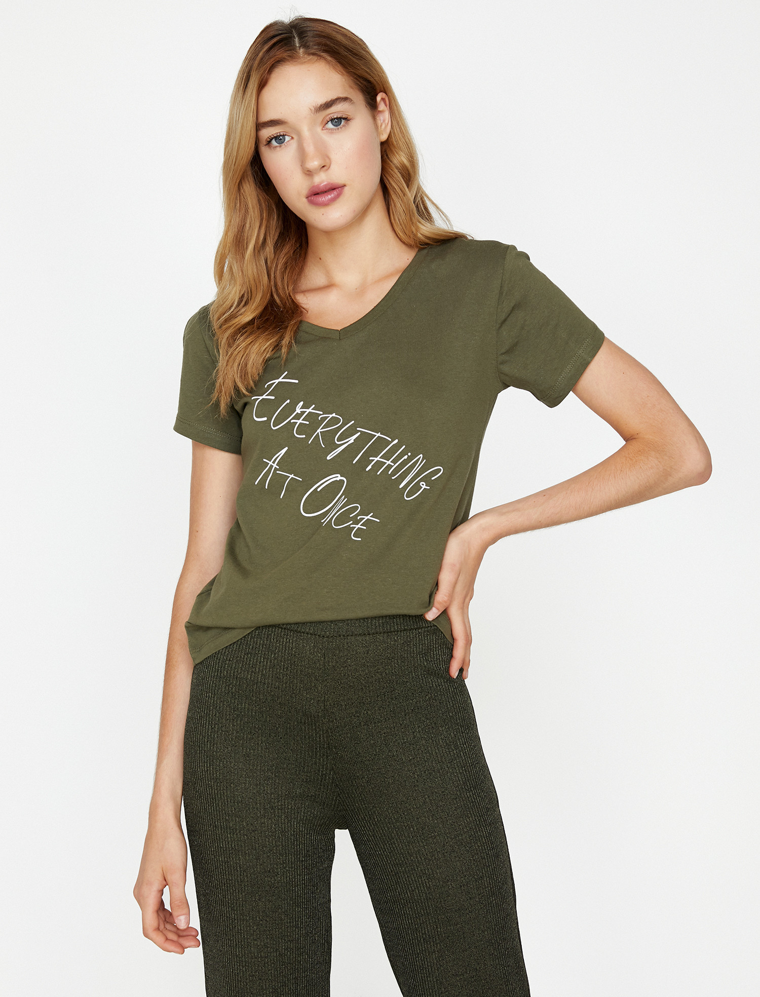 

Футболка Koton 9KAL11237JK-856  Khaki, Футболка Koton 9KAL11237JK-856 S Khaki