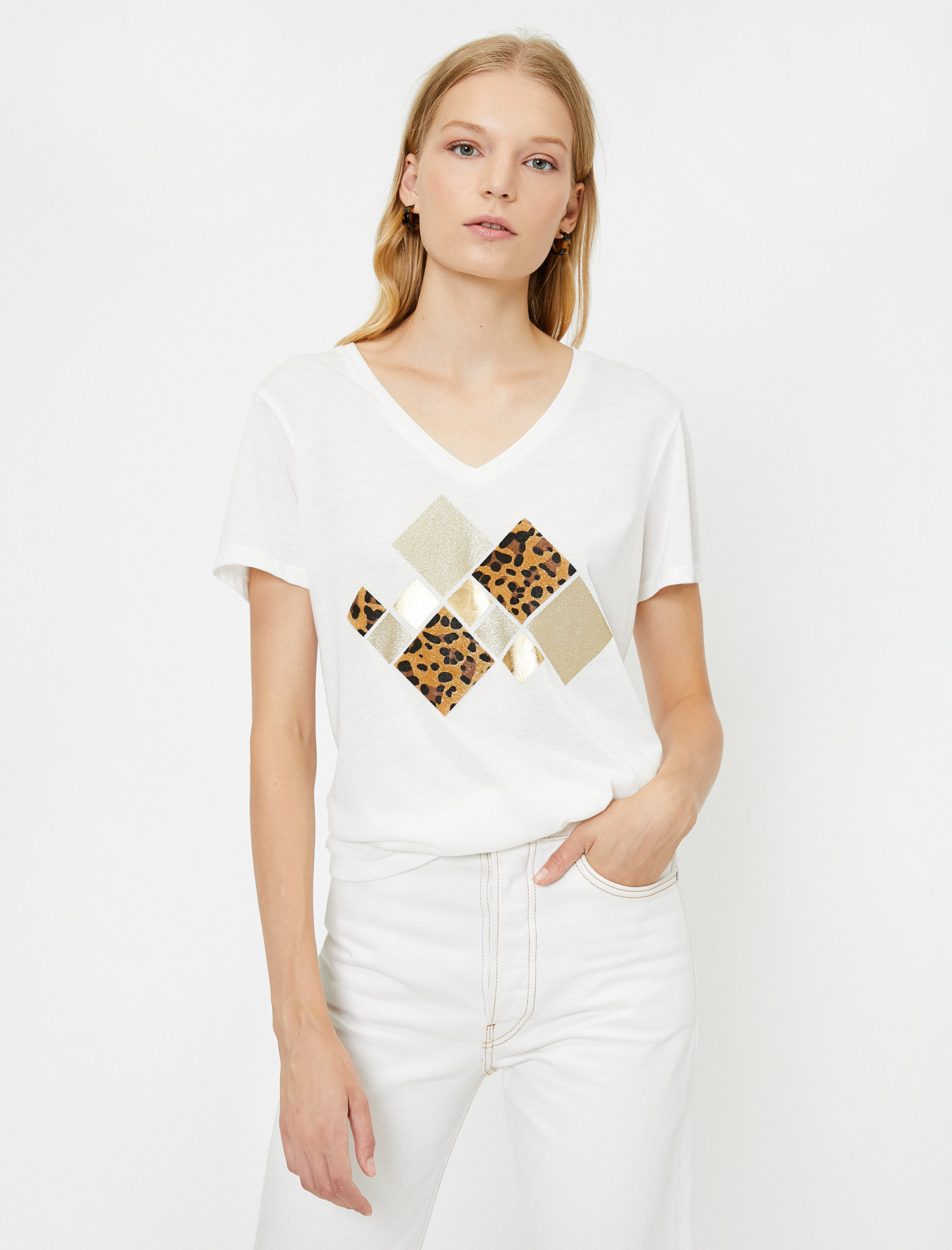 

Футболка Koton 0KAK13495EK-001 S Off White
