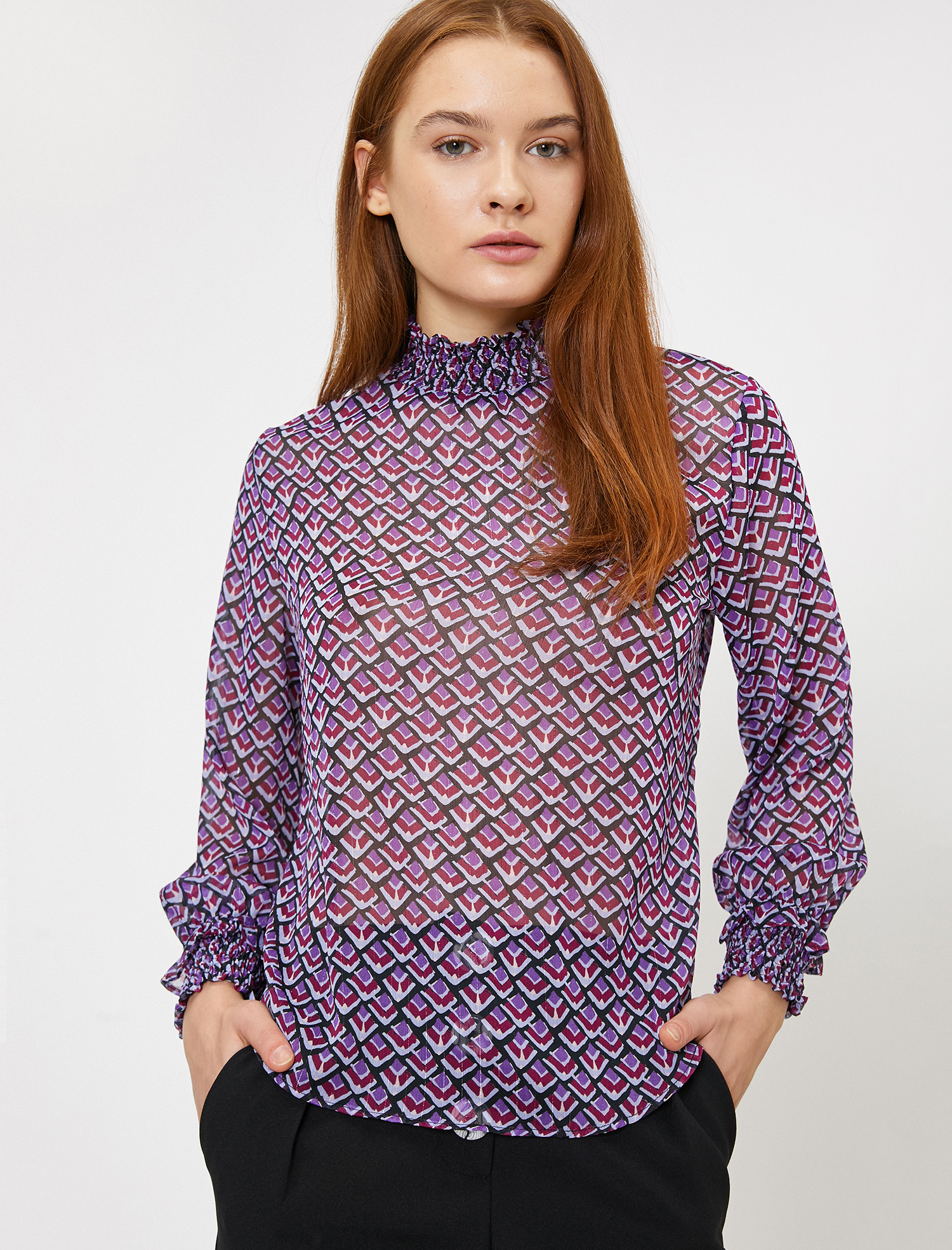 

Блузка Koton 0KAK68738PW-39E  Aubergine Design, Блузка Koton 0KAK68738PW-39E 34 Aubergine Design