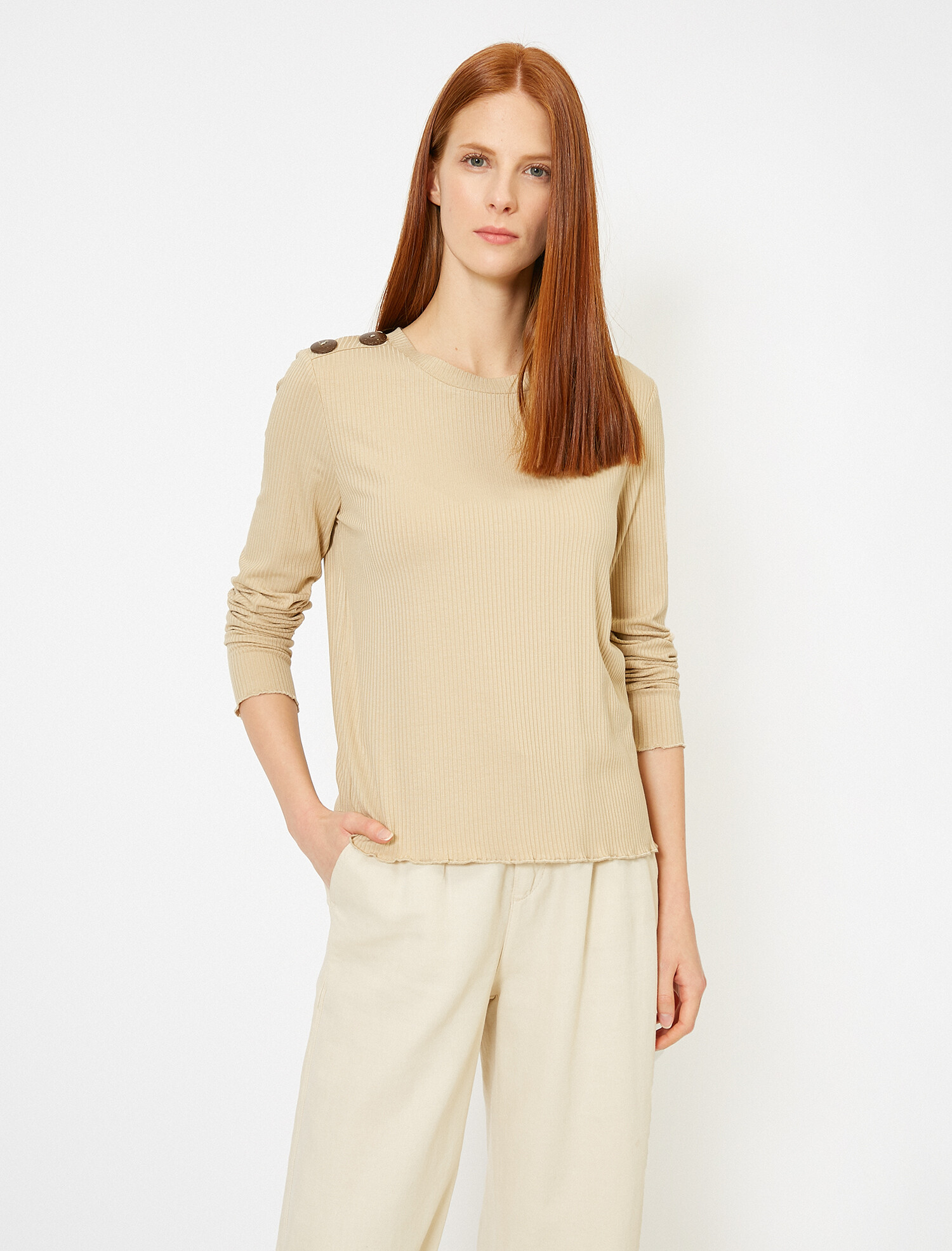 

Лонгслив Koton 0KAK13774EK-050 S Beige