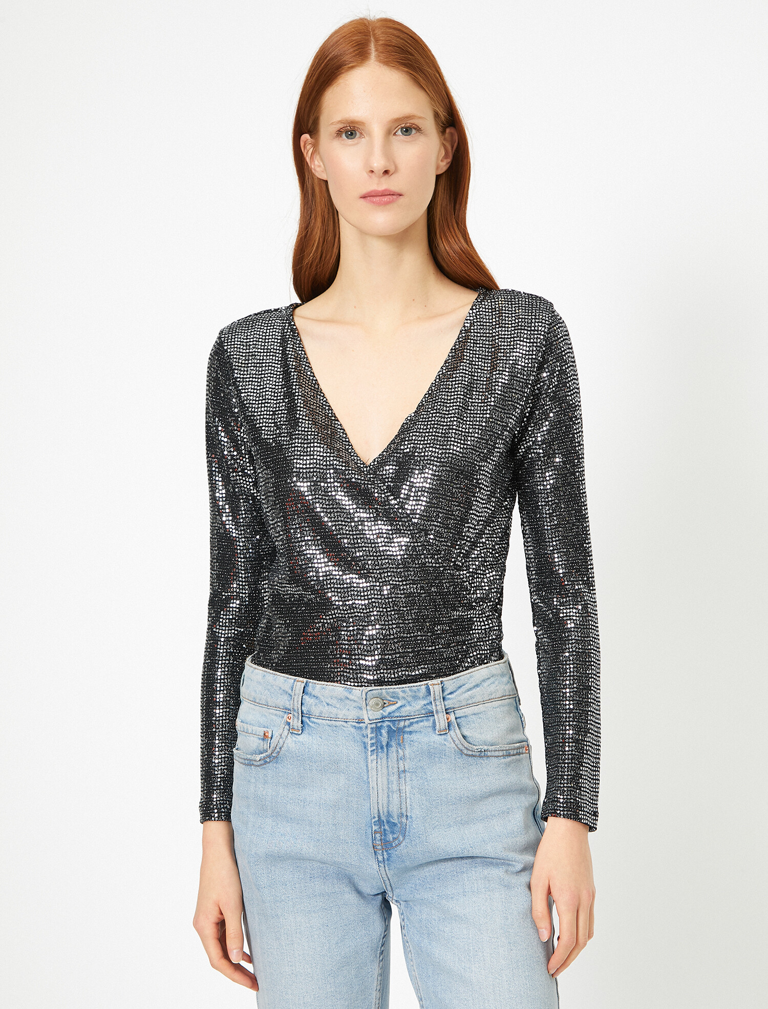 

Блузка Koton 0KAK34447FK-038 M Silver